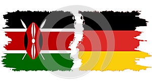 Germany and Kenya grunge flags connection vector