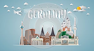 Germany Landmark Global Travel And Journey paper background. Vector Design Template.used for your advertisement, book, banner, te