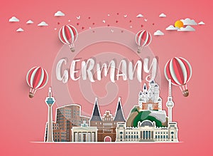 Germany Landmark Global Travel And Journey paper background. Vector Design Template.used for your advertisement, book, banner, te