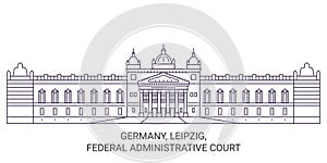 Germany, Leipzig, Federal Administrative Court travel landmark vector illustration