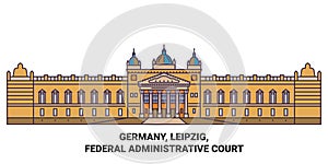Germany, Leipzig, Federal Administrative Court travel landmark vector illustration