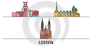 Germany, Lessen flat landmarks vector illustration. Germany, Lessen line city with famous travel sights, skyline, design