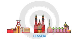 Germany, Lessen line cityscape, flat vector. Travel city landmark, oultine illustration, line world icons
