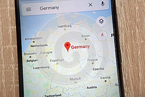 Germany location on Google Maps displayed on a modern smartphone