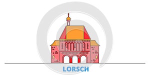 Germany, Lorsch line cityscape, flat vector. Travel city landmark, oultine illustration, line world icons