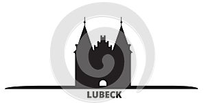 Germany, Lubeck City city skyline isolated vector illustration. Germany, Lubeck City travel black cityscape