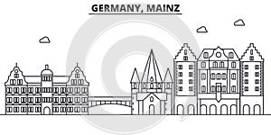 Germany, Mainz architecture line skyline illustration. Linear vector cityscape with famous landmarks, city sights