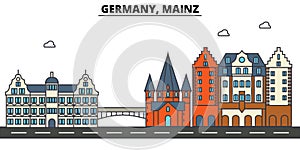 Germany, Mainz. City skyline architecture . Editable