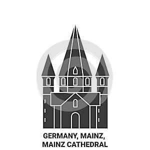 Germany, Mainz, Mainz Cathedral travel landmark vector illustration