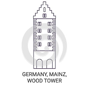 Germany, Mainz, Wood Tower travel landmark vector illustration