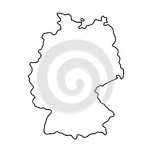 Germany map of black contour curves, illustration