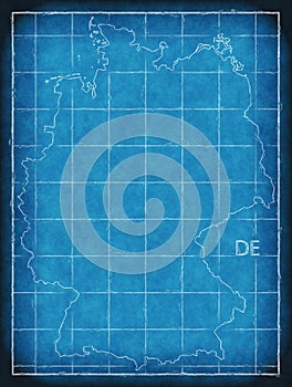 Germany map blue print artwork illustration