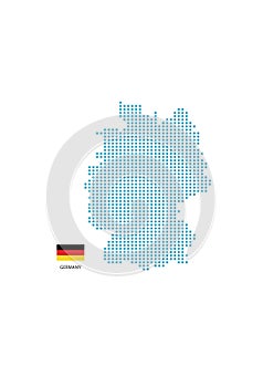 Germany map design blue circle, white background with Germany flag