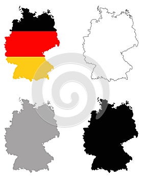 Germany map and flag - country in central-western Europe