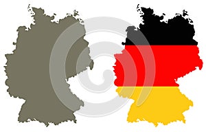 Germany map and flag - country in central-western Europe