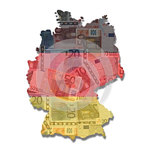 Germany Map flag with euros