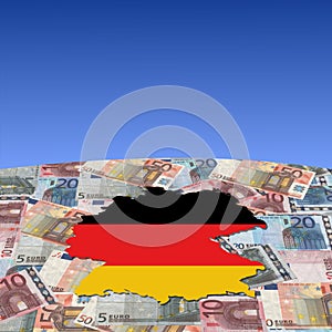 Germany map flag on euros