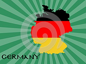 Germany map and flag on green background