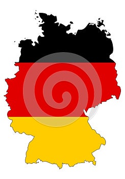 Germany map with flag - outline of a state with a national flag, white background