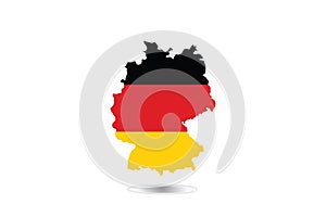 Germany Map Flag Vector Illustration. Map outline with Flag of Germany. Vector Map Germany Flag on the white background