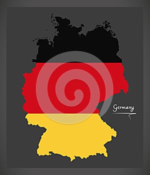 Germany map with German national flag illustration