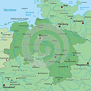 Germany - Map of Germany - `Niedersachsen` - high detailed photo