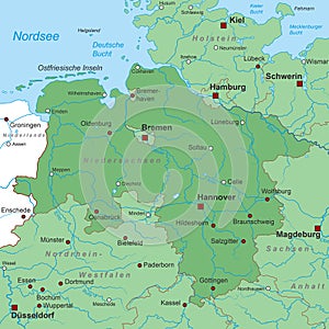 Germany - Map of Germany - `Niedersachsen` - high detailed photo