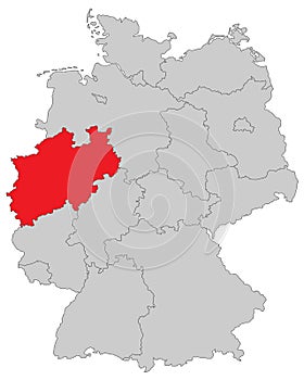Germany - Map of Germany - `Nordrhein Westfalen` - high detailed