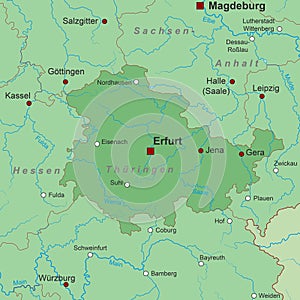 Germany - Map of Germany - `Thuringen` - high detailed