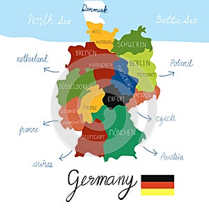 Germany map hand draw vector.