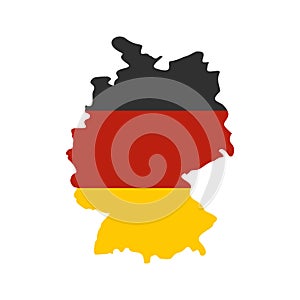 Germany map with national flag icon, flat style