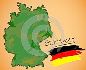 Germany Map and National Flag Vector