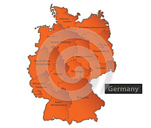 Germany map Orange separate individual