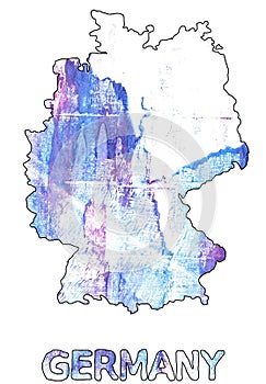 Germany map outline Azureish white watercolor