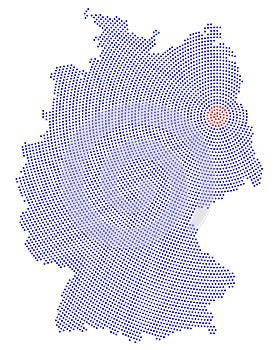 Germany map radial dot pattern