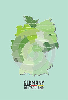 Germany map with regions and major cities
