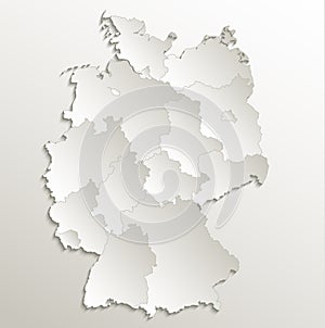 Germany map separate region individual blank card paper 3D natural raster