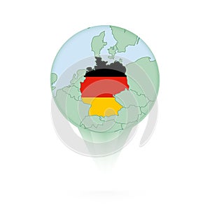 Germany map, stylish location icon with Germany map and flag