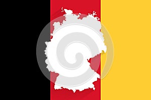Germany map on vertical flag background, vector