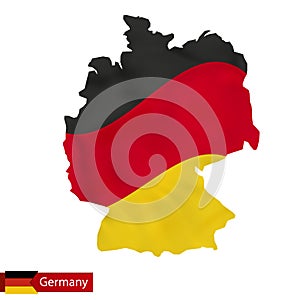 Germany map with waving flag of Germany.