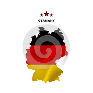 Germany map with waving flag. Vector illustration.