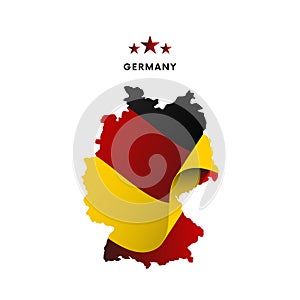 Germany map with waving flag. Vector illustration.