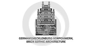 Germany,Mecklenburgvorpommern, Brick Gothic Architecture travel landmark vector illustration