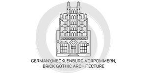 Germany,Mecklenburgvorpommern, Brick Gothic Architecture travel landmark vector illustration