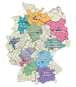 Germany metropolitan regions vector map photo