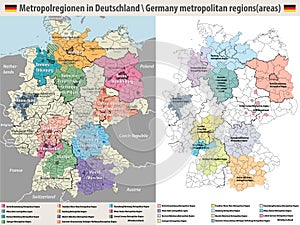 Germany metropolitan regions vector maps