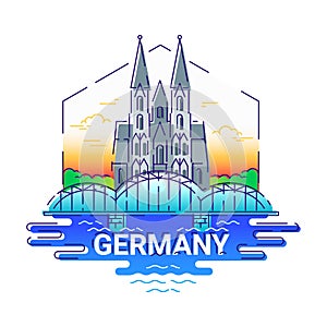 Germany - modern vector line travel illustration