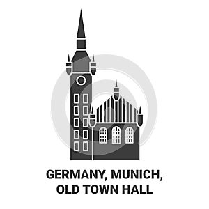 Germany, Munich, Old Town Hall travel landmark vector illustration
