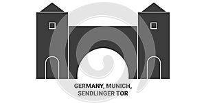 Germany, Munich, Sendlinger Tor travel landmark vector illustration