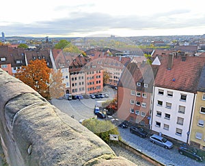 Germany Nuremberg old town buildings along Rhine river and Danube river